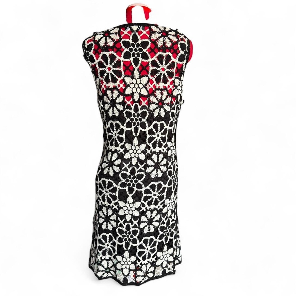 Zarr Collection black and white floral crochet dress w black slip dress size XL - Picture 4 of 8